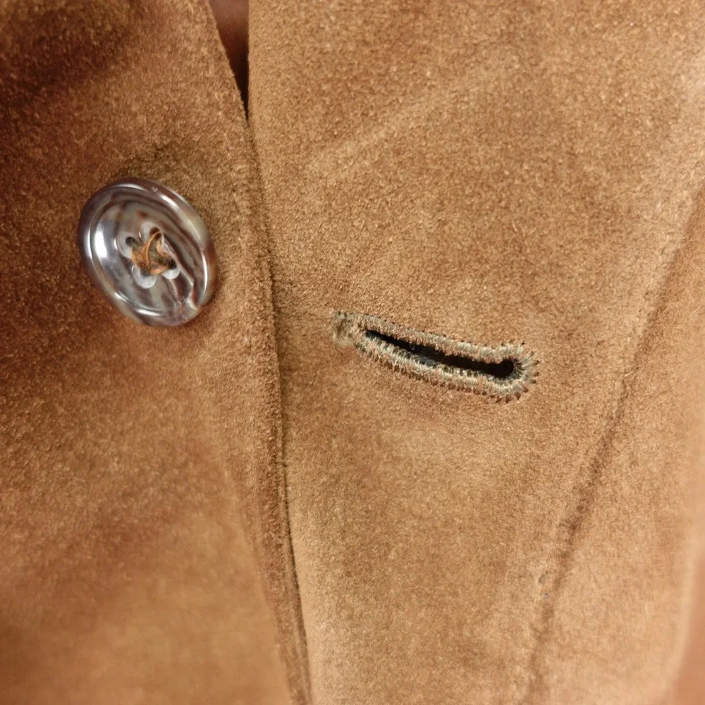 Vintage Suede Leather Sport Coat BANANA REPUBLIC Mens Large Brown Chore Safari